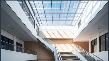 stairs and ceiling. Under view of modern architecture - Powered by Adobe