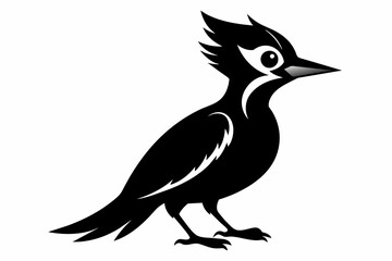 Obraz premium Woodpecker silhouette on white background, Vector illustration, bird, icon, svg, characters, Holiday t shirt, Hand drawn trendy Vector illustration, raven on a branch