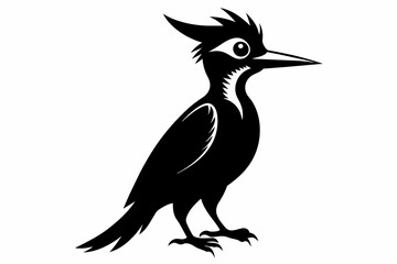 Woodpecker silhouette on white background, Vector illustration, bird, icon, svg, characters, Holiday t shirt, Hand drawn trendy Vector illustration, raven on a branch