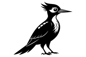 Woodpecker silhouette on white background, Vector illustration, bird, icon, svg, characters, Holiday t shirt, Hand drawn trendy Vector illustration, raven on a branch