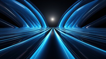 abstract blue background with perspective and light effects,