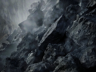 A large rock formation with smoke coming out of it.