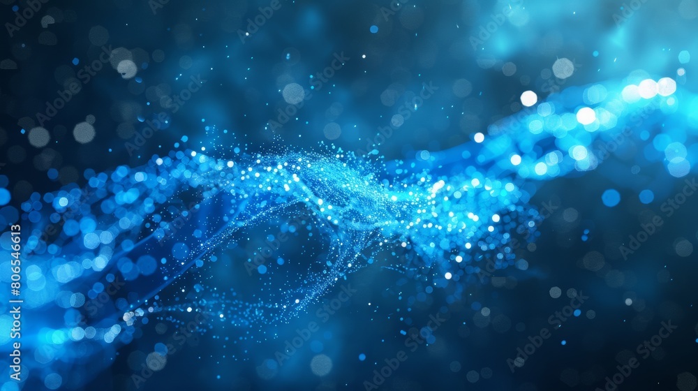 Poster a digital illustration featuring a dynamic blue wave with blurry lights creating an abstract backgro