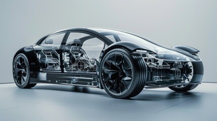 Fototapeta premium Showcase the evolution of lightweight materials in electric vehicle design, enhancing energy efficiency and extending driving range.