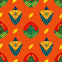 Seamless pattern of intricate patterns inspired by traditional textiles from around the world, hand-drawn with cultural authenticity and vibrant colors for a global-inspired, Generative AI