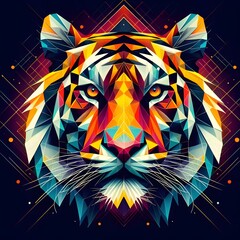 Tiger face in geometric and dynamic style.

