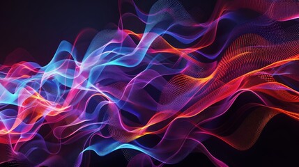 Obraz premium Big data visualization. Abstract particle wave. Sound wave element. Music equalizer.