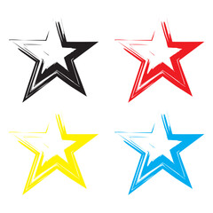 Vector set of grunge star brush strokes. Elements for your web design on white background in eps 10.