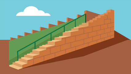 Sloping the wall in a stepped or terraced fashion to provide added stability and prevent soil erosion.. Vector illustration