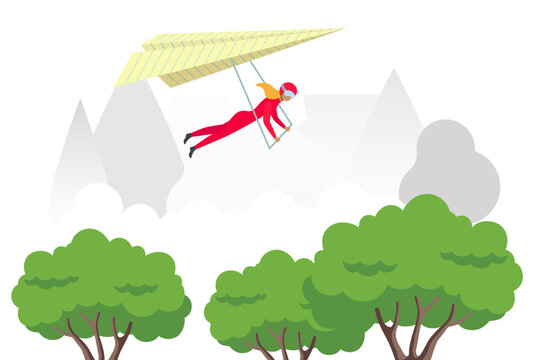 Woman hang gliding