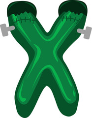 Frankenstein Letter Alphabet Vector X