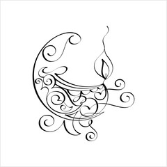 Diwali Diya Pen Ink Style M_2204100