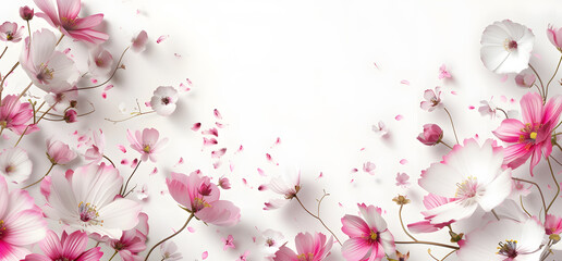 Elegant Pink Blossoms on a Pristine White Background