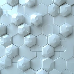 A wall made of white tiles with a pattern of hexagons