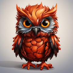 Fototapeta premium Watercolor Ember owl, clipart Illustration, Generative Ai