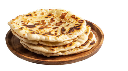 Roti indian flat bread isolated on white background