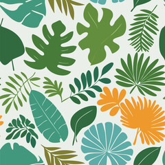 tropical forest leaves seamless pattern