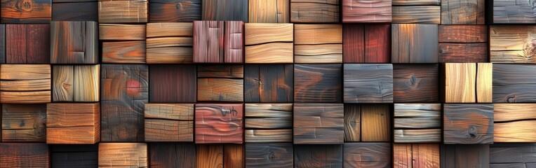 Wall constructed using different colored wooden planks creating a vibrant and unique pattern