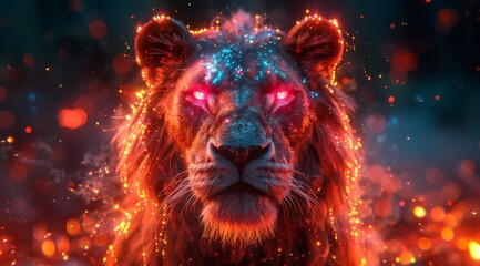 Leo zodiac sign, colorful smoke swirls around the it's head