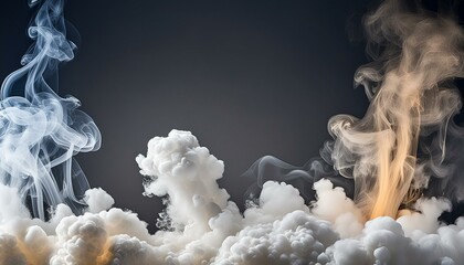 ai generative of thick white smoke and clouds with dark background; mock-up
