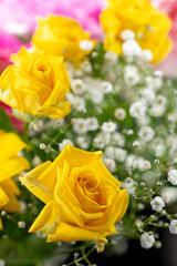 Yellow rose in a bouquet
