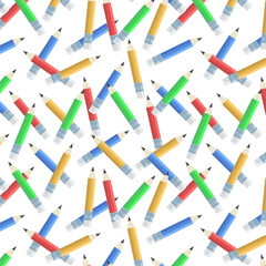 Vector pattern with coloring pencils on white background.