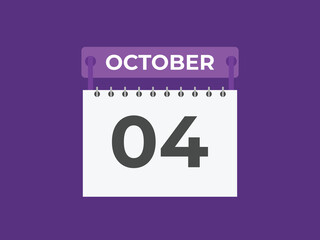 October  4 calendar reminder. 4 October  daily calendar icon template. Calendar 4 October  icon Design template. Vector illustration
