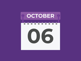 October  6 calendar reminder. 6 October  daily calendar icon template. Calendar 6 October  icon Design template. Vector illustration
