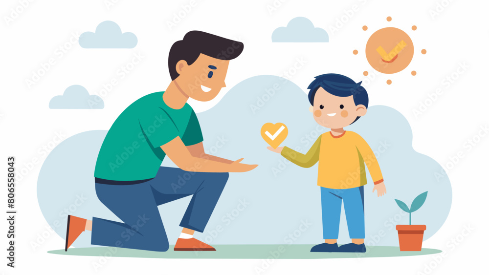 Poster a parent instilling a strong sense of selfworth and selfconfidence in their child by teaching them t