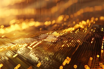 Closeup of a fluctuating digital gold price ticker, 4K realistic, soft focus background
