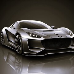 A stunning 3D render of a futuristic, sophisticated sports car