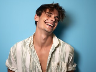 Obraz premium A man with is smiling and laughing