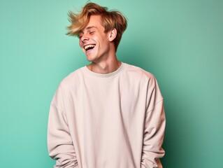 Fototapeta premium A man with is smiling and laughing