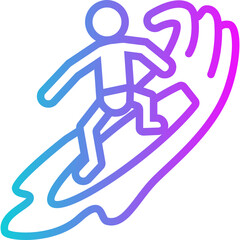 Surfing Gradient Icon Design Vector