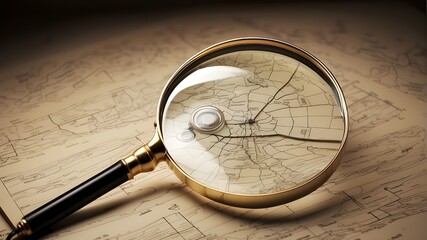 magnifying glass with creative and target-focused emphasis. An inventive approach to generating ideas and coming up with novel ways to accomplish strategic goals