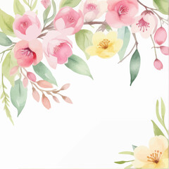 a watercolor painting of pink and yellow flowers