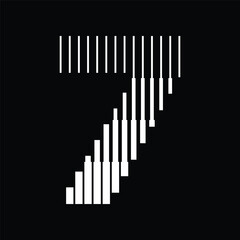 Number 7 with Abstract Line Pattern