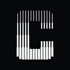 Letter C Logo with Abstract Line Pattern