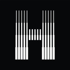 Letter H Logo with Abstract Line Pattern