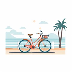 Fototapeta premium A bicycle is parked by the beach