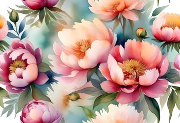 A digital painting of colorful hand-painted flowers in vibrant watercolor style with intricate details 