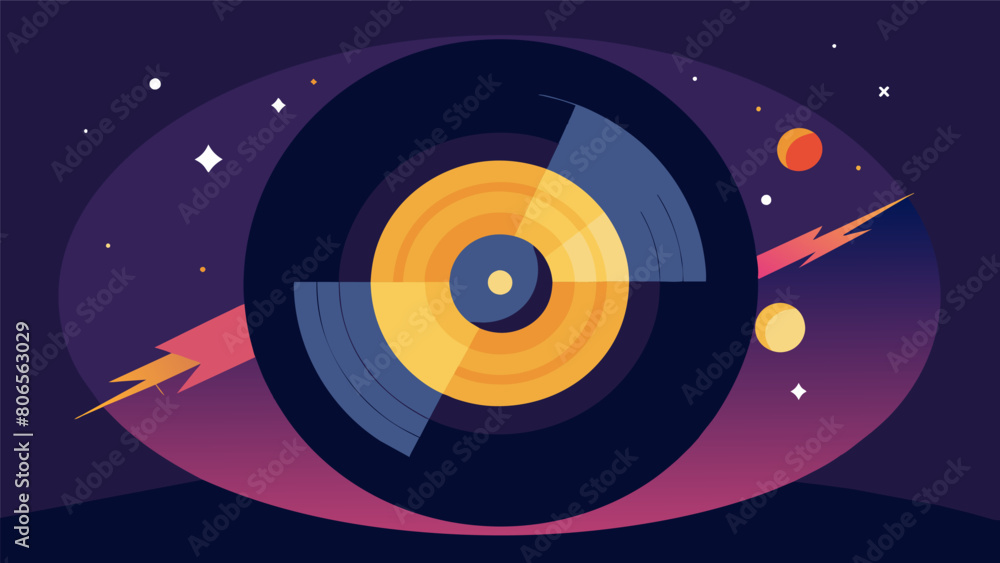 Aufkleber the record spins at a steady pace its smooth surface reflecting the surrounding lights in a dreamy d