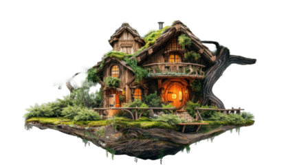Wooden house isolated on a transparent background