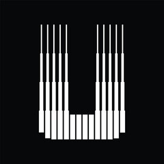 Letter U Logo with Abstract Line Pattern