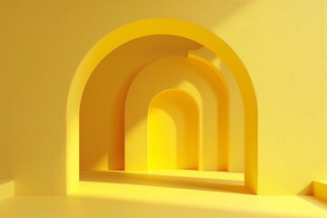 3d render abstract minimal yellow background.