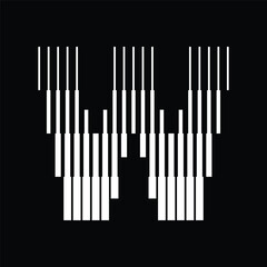 Letter W Logo with Abstract Line Pattern