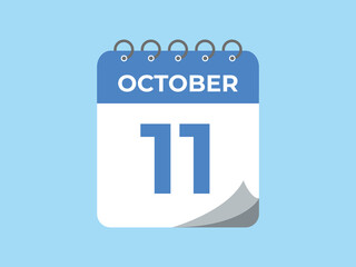 October  11 calendar reminder. 11 October  daily calendar icon template. Calendar 11 October  icon Design template. Vector illustration
