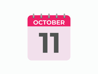 October  11 calendar reminder. 11 October  daily calendar icon template. Calendar 11 October  icon Design template. Vector illustration
