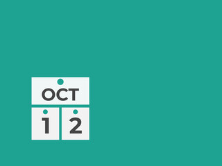 October  12 calendar reminder. 12 October  daily calendar icon template. Calendar 12 October  icon Design template. Vector illustration
