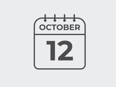 October  12 calendar reminder. 12 October  daily calendar icon template. Calendar 12 October  icon Design template. Vector illustration
